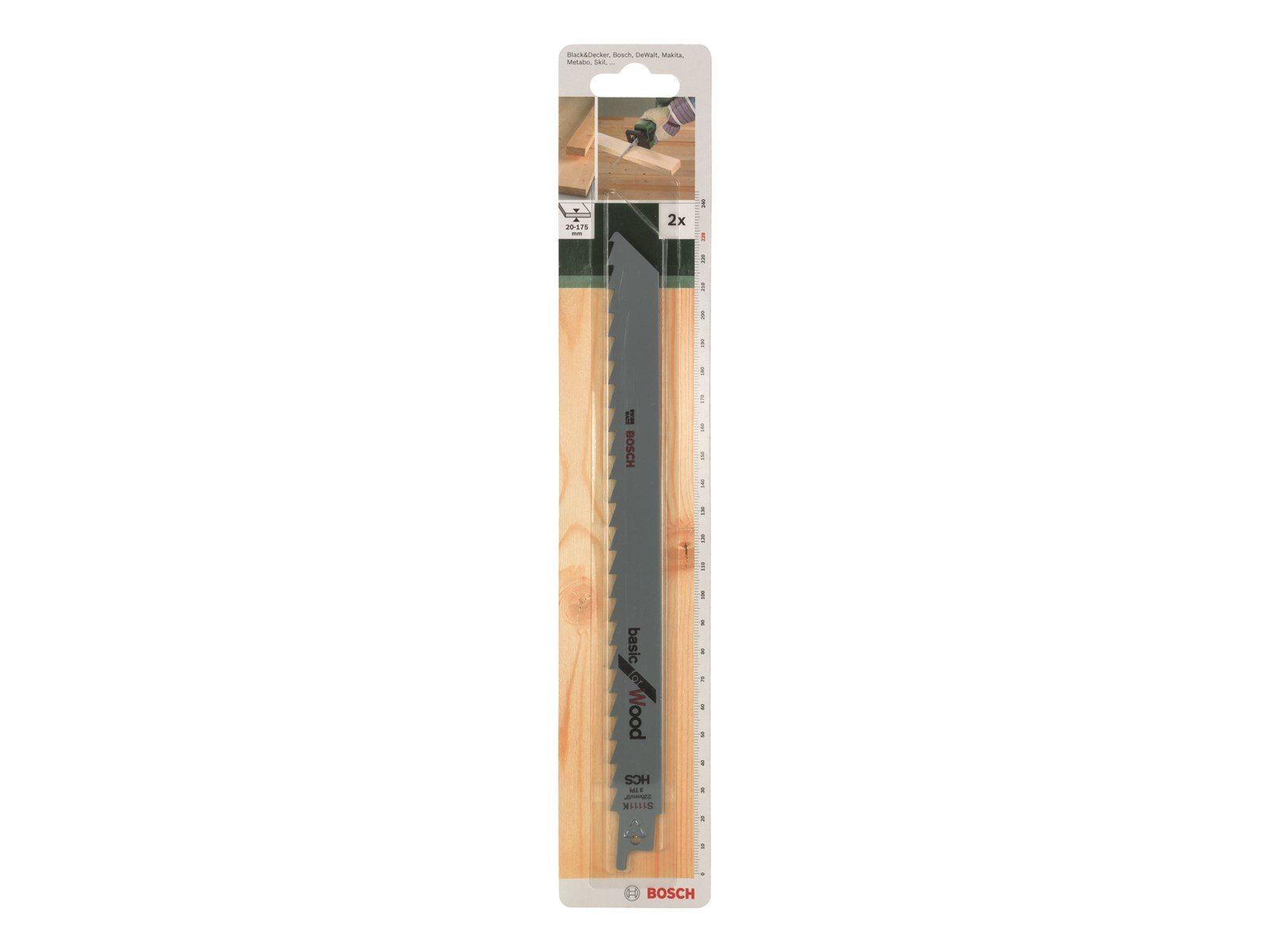 BAJONETSAVKL TRÆ S1111K 228MM 2STK BAJONETSAVKL TRÆ S1111K 228MM 2STK